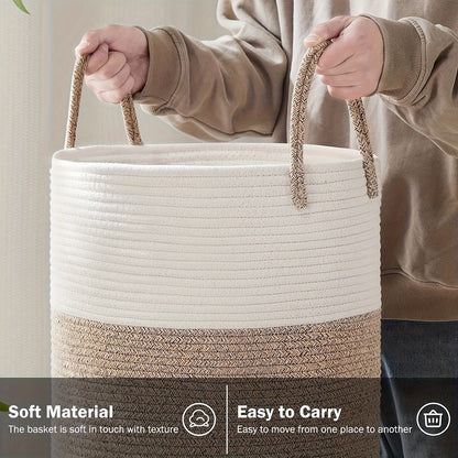 Stylish Two-Tone Laundry Basket - Space for More, Handy and Durable