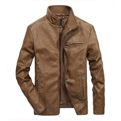 Leather jacket for men - spring jacket for men - with zip