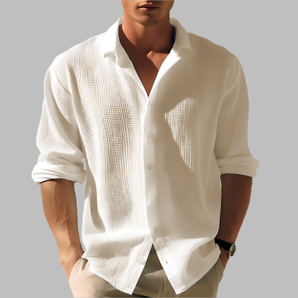 Lightweight Plain Cotton Linen Shirt for Men