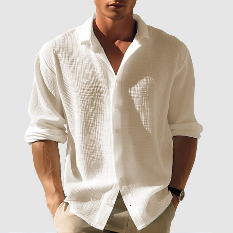 Camicia da uomo a maniche lunghe in materiale leggero e traspirante