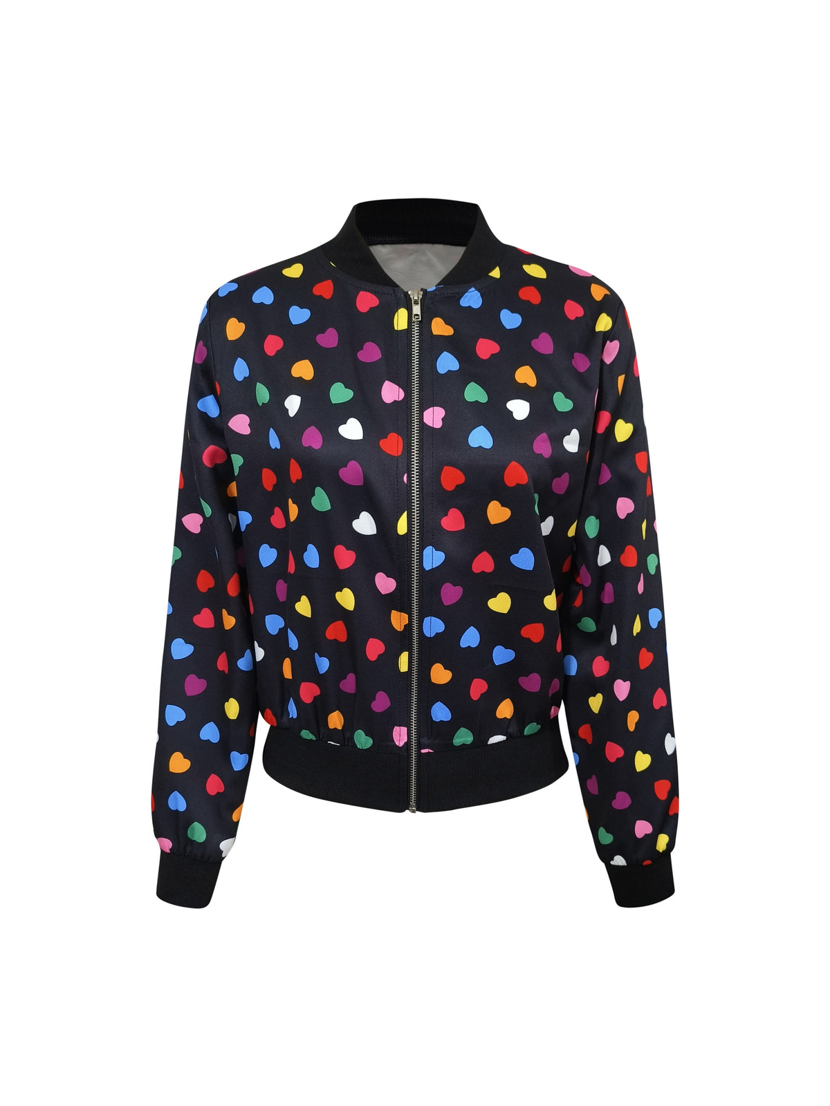 Chaqueta bomber Joyful Hearts – Elegante y cómoda, con cierre, para primavera y otoño