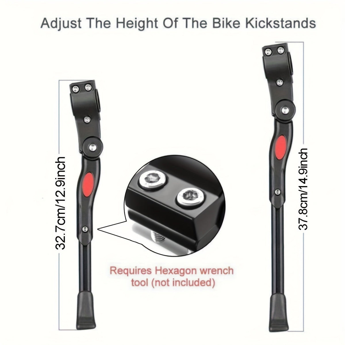 Soporte ajustable para bicicleta - Pata de cabra lateral resistente para estacionarla de forma estable