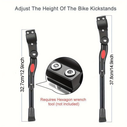 Soporte ajustable para bicicleta - Pata de cabra lateral resistente para estacionarla de forma estable