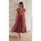 Ilse - Vestido midi plisado refinado con escote en V