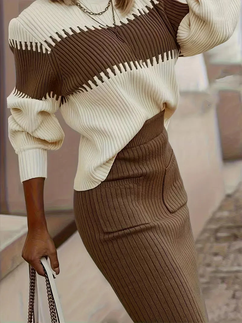 Ensemble deux pièces avec texture côtelée