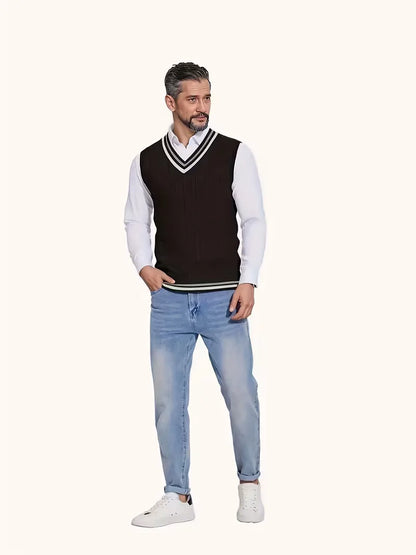 Gilet sans manches en tricot avec col en V