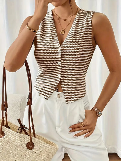 Gilet avec col en V et boutons