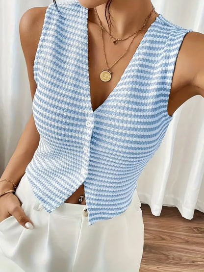 Gilet avec col en V et boutons