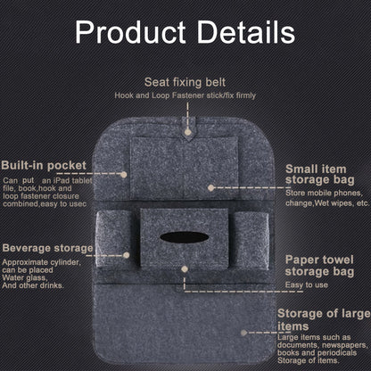 Car Seat Organiser with Storage Pockets and Tablet Holder for Backseat