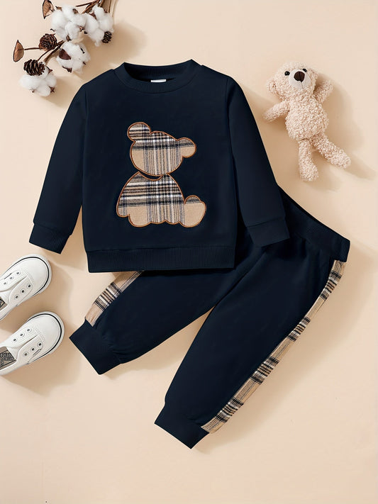 Conjunto de 2 piezas: sudadera con bordado de oso y pantalones - París
