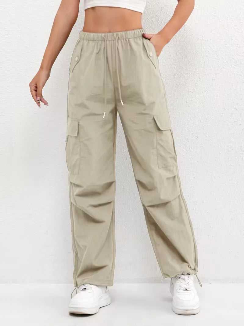 High-Waisted Cargo Trousers