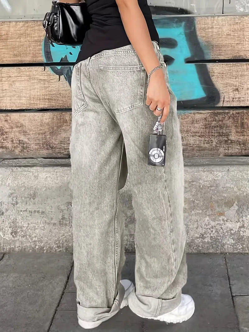 Jean droit taille mi-haute