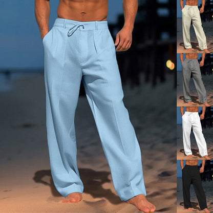 Men's Wide Casual Trousers with Drawstring