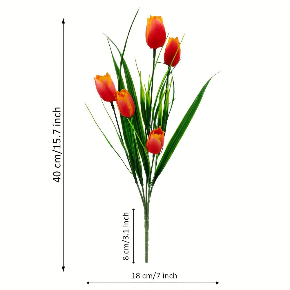 Set of 6 Bunches of Artificial Tulips – UV Resistant and Realistic for Garden and Interior Decoration