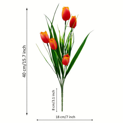 Set of 6 Bunches of Artificial Tulips – UV Resistant and Realistic for Garden and Interior Decoration