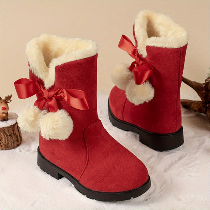 Girls' Trendy Snow Warm Fleece Cozy Non-Slip Ankle Boots - Madela