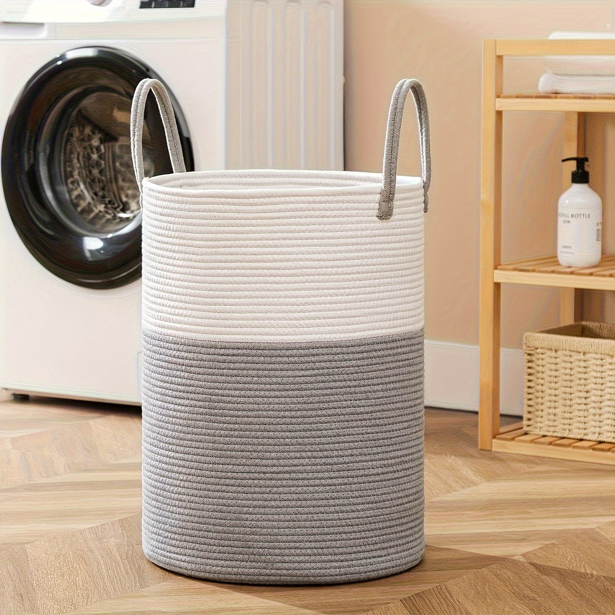 Stylish Two-Tone Laundry Basket - Space for More, Handy and Durable