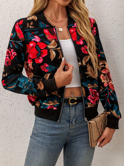 Chaqueta bomber floral elegante – Moderna y cómoda para primavera y otoño