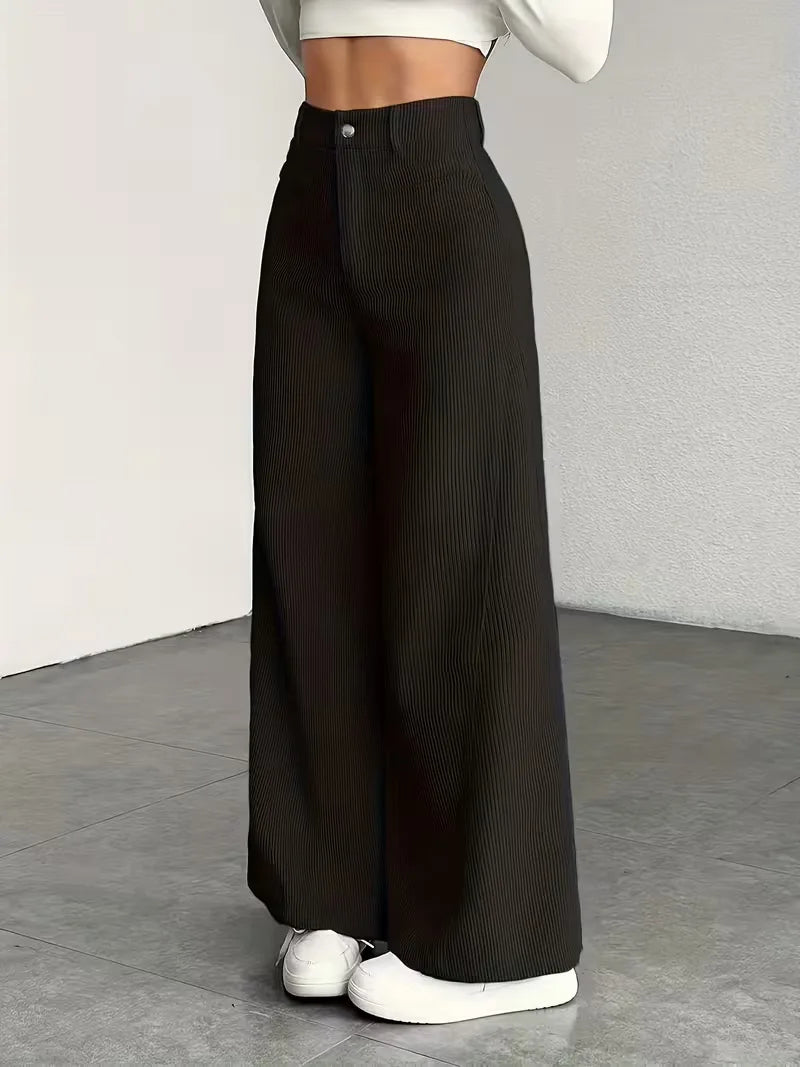 Pantalon à jambes larges taille haute