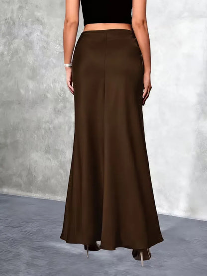 Jupe en satin taille haute