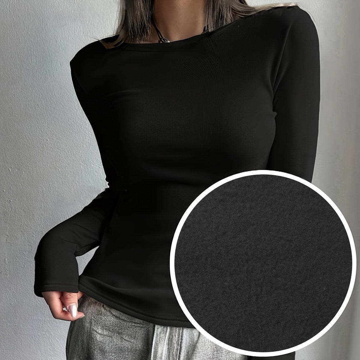 Ladies' Thermal Long Sleeve Top for Autumn and Winter – Comfortable and Warm Basic Item