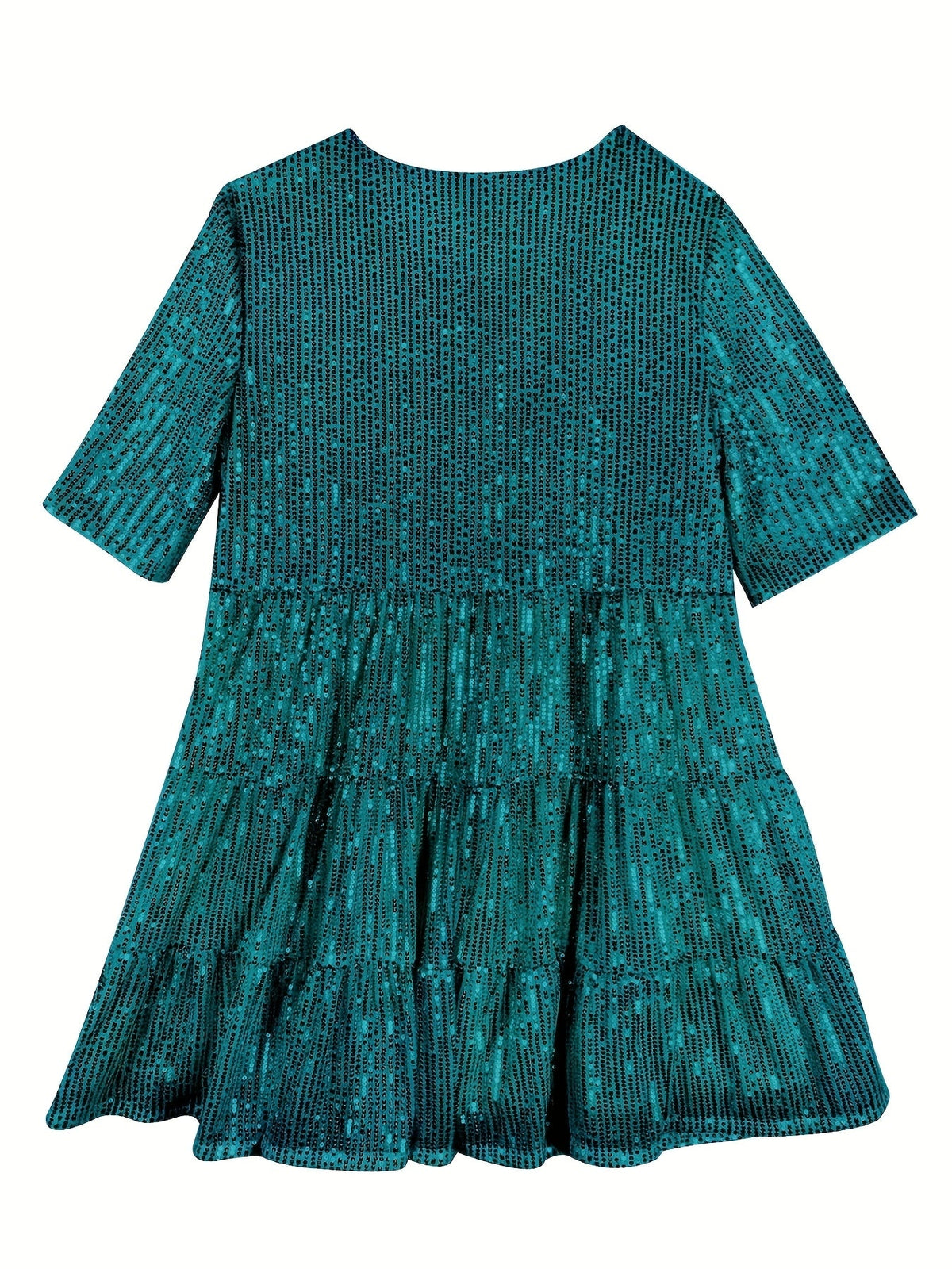 Glitter A-Line Ladies Mini Party Dress Short Sleeve