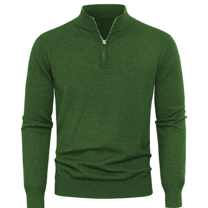 Gestrickter Herrenpullover mit Reißverschluss – warmes Modell mit Stehkragen für Herbst und Winter