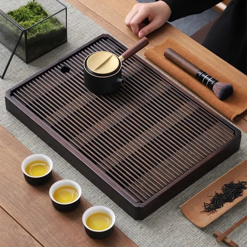Bamboo Tea Table - Japanese Style with Water Drain - Elegant and Functional
