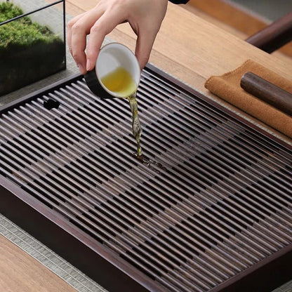 Bamboo Tea Table - Japanese Style with Water Drain - Elegant and Functional