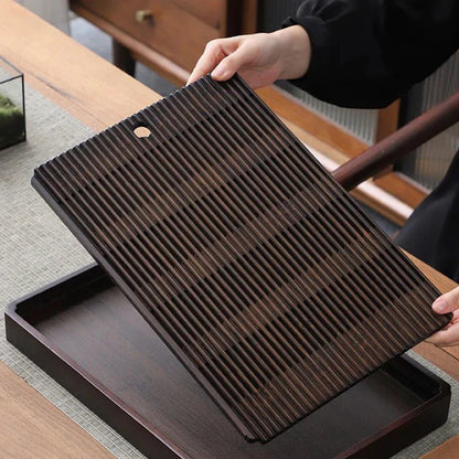 Bamboo Tea Table - Japanese Style with Water Drain - Elegant and Functional