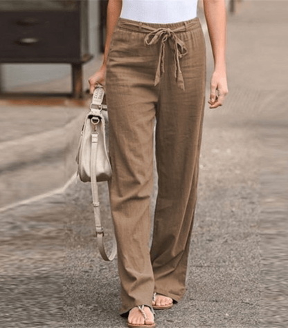 Light Summer Trousers with Tie Waist and Wide Legs