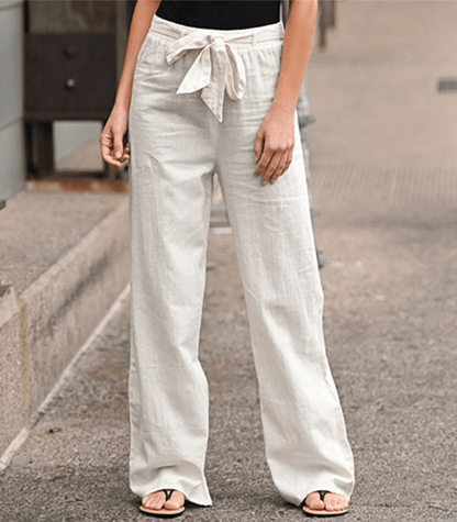 Light Summer Trousers with Tie Waist and Wide Legs
