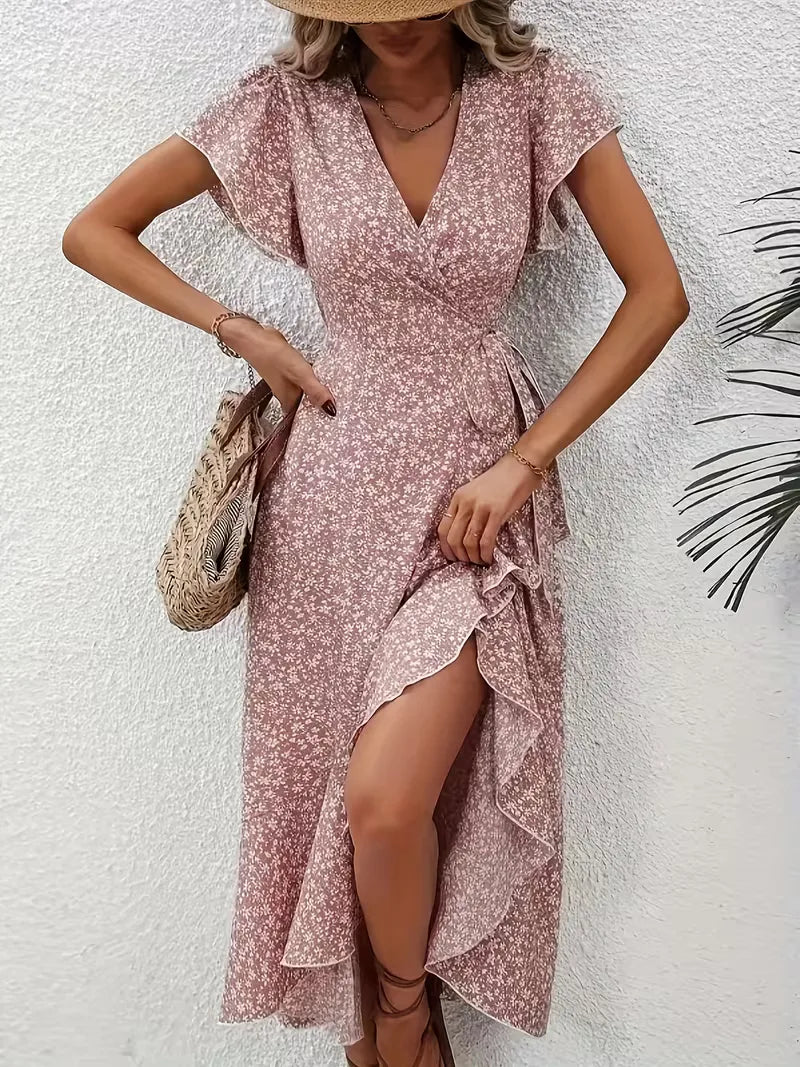 Robe portefeuille à fleurs