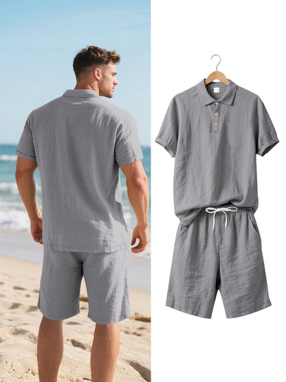 Leinen-Polohemd und Shorts für Herren – Bequem und lässig an warmen Tagen