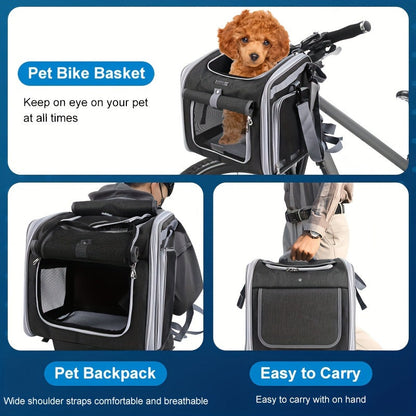 Cesta extensible para bicicleta para mascotas - Cómoda y segura para perros pequeños y gatos