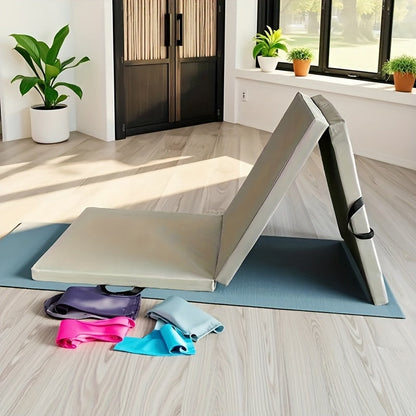 Esterilla de yoga portátil plegable en tres partes, con acolchado grueso, superficie antideslizante de PU y asa