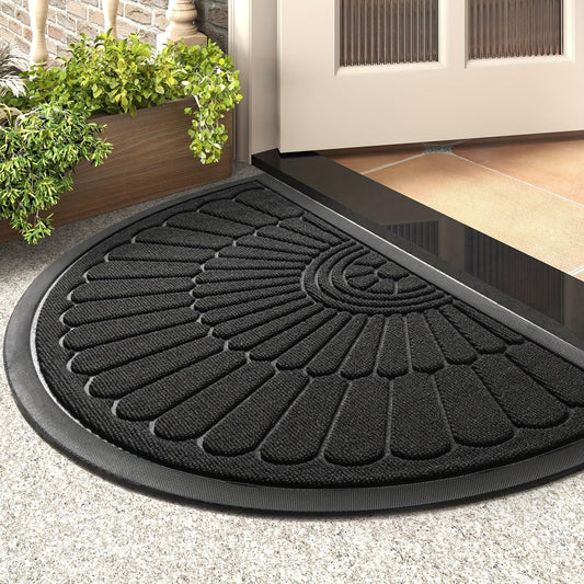 Felpudo de caucho sostenible - Diseño semicircular para interiores y exteriores