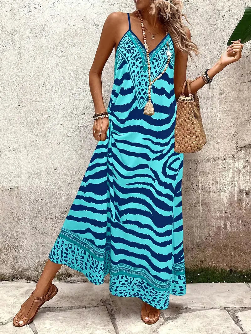 Maxi dress with leopard print