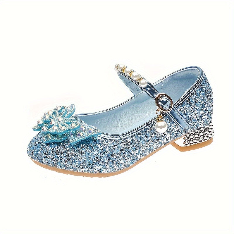 Elegante, mit Pailletten und Perlen verzierte, rutschfeste Schleifen-Schuhe für Mädchen – Emmy