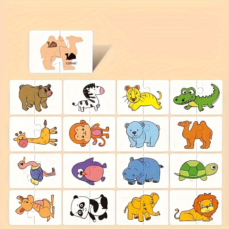 Educational Puzzle Set for Children – 16 Pieces with Fun Images of Professions, Vehicles, and Vegetables
