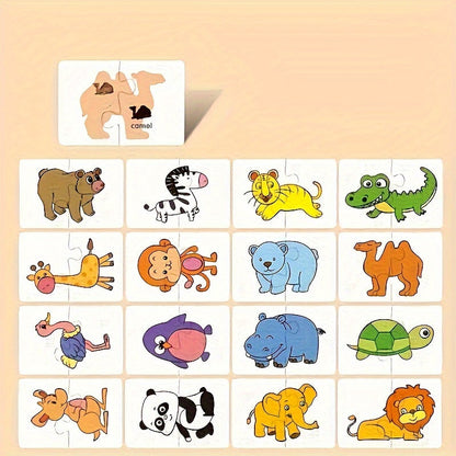 Educational Puzzle Set for Children – 16 Pieces with Fun Images of Professions, Vehicles, and Vegetables