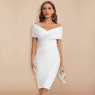 Off-shoulder bandagejurk met verfijnde V-hals