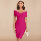Off-shoulder bandagejurk met verfijnde V-hals