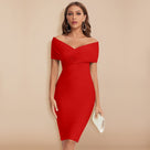 Off-shoulder bandagejurk met verfijnde V-hals