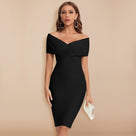 Off-shoulder bandagejurk met verfijnde V-hals