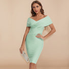 Off-shoulder bandagejurk met verfijnde V-hals