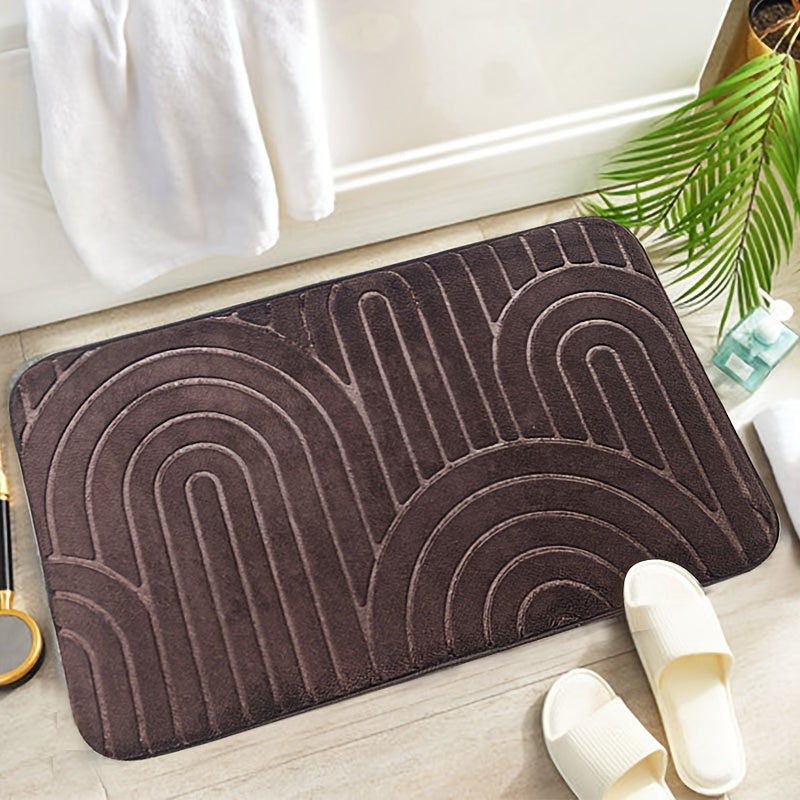 Tapis de bain géométrique antidérapant – Confortable et élégant pour votre salle de bains