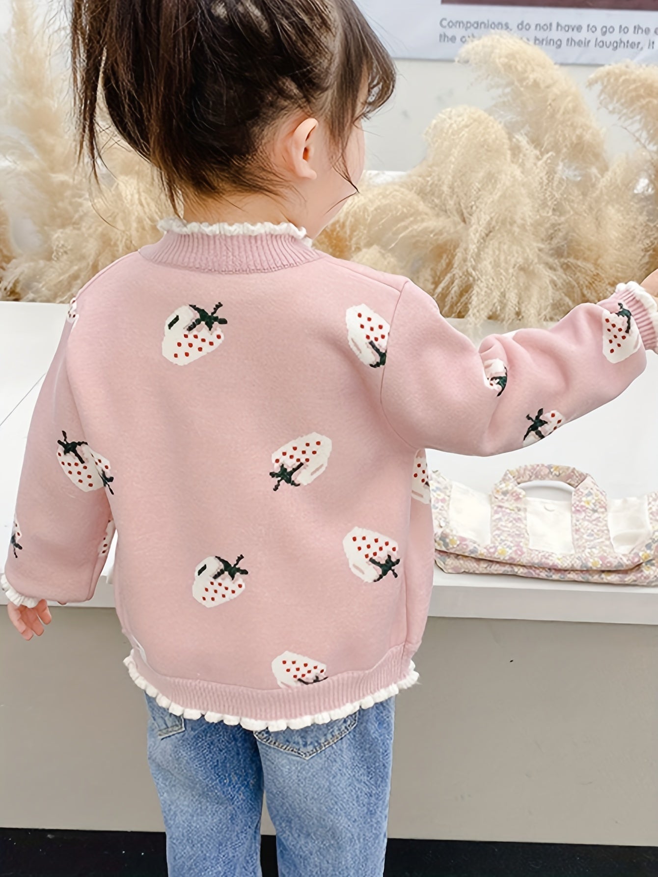 Cárdigan adorable con estampado de fresas para niñas - Estella