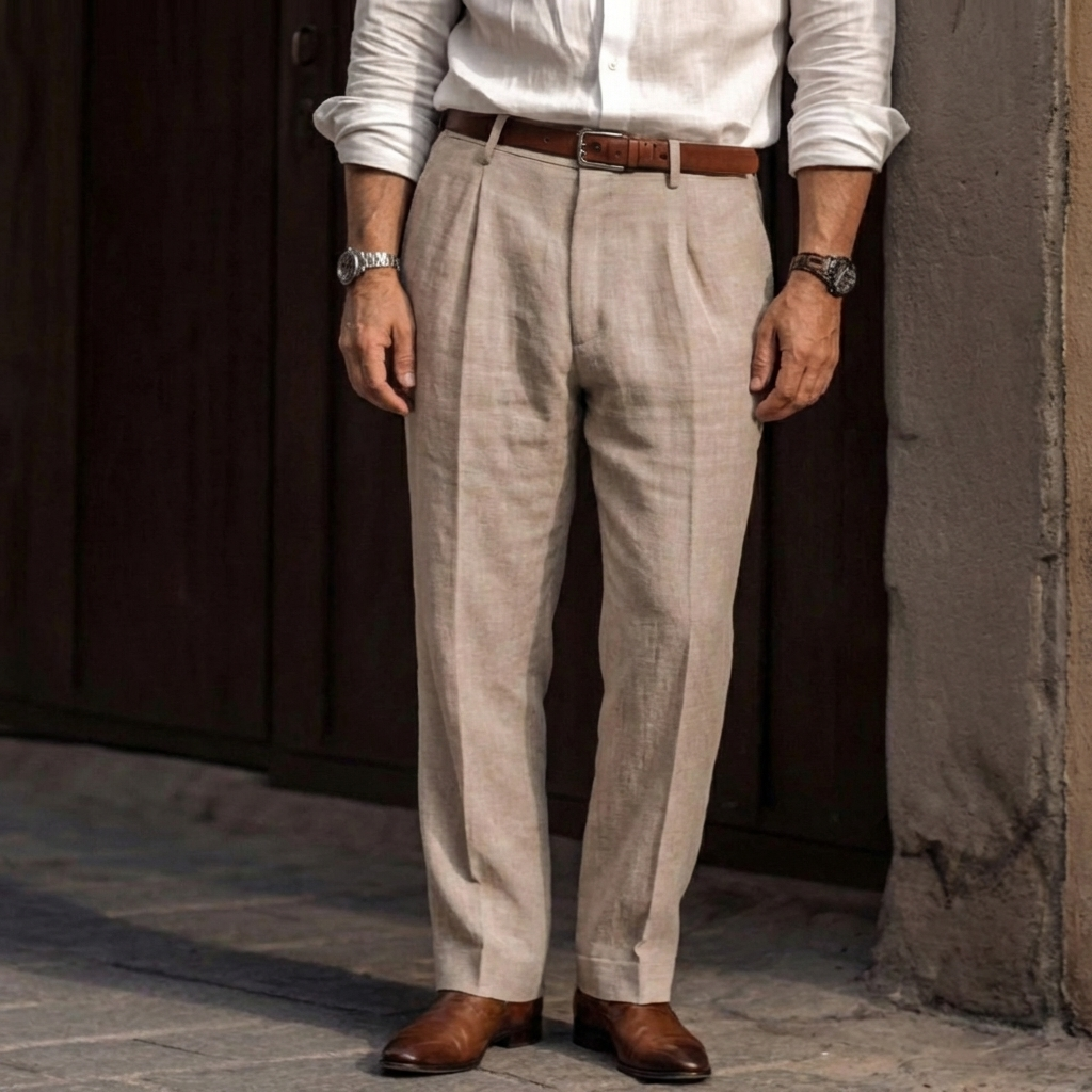 Pantaloni da uomo a vita alta in stile vintage