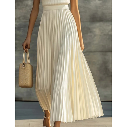 Bernadette | Elegant Cream-Colored Maxi Dress for Women with Pleats